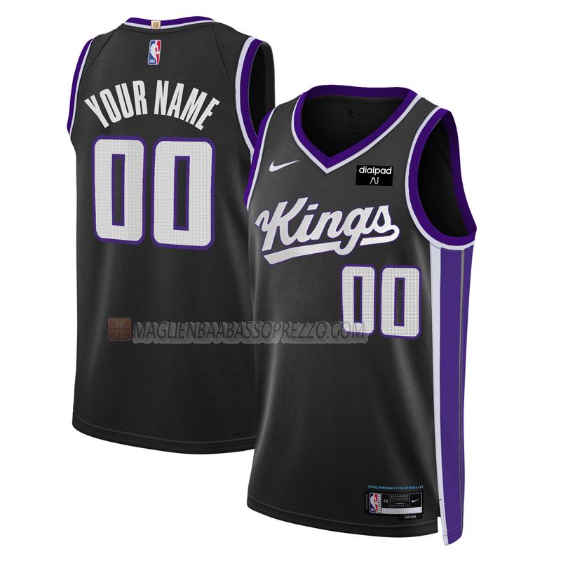 maglia custom sacramento kings di uomo icon edition 2023-24 nero