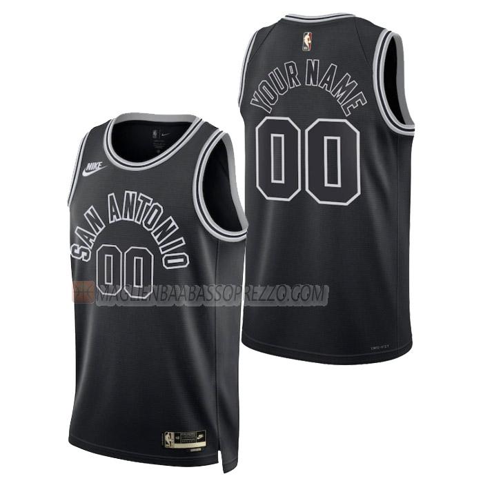 maglia custom san antonio spurs di uomo classic edition 2023 nero