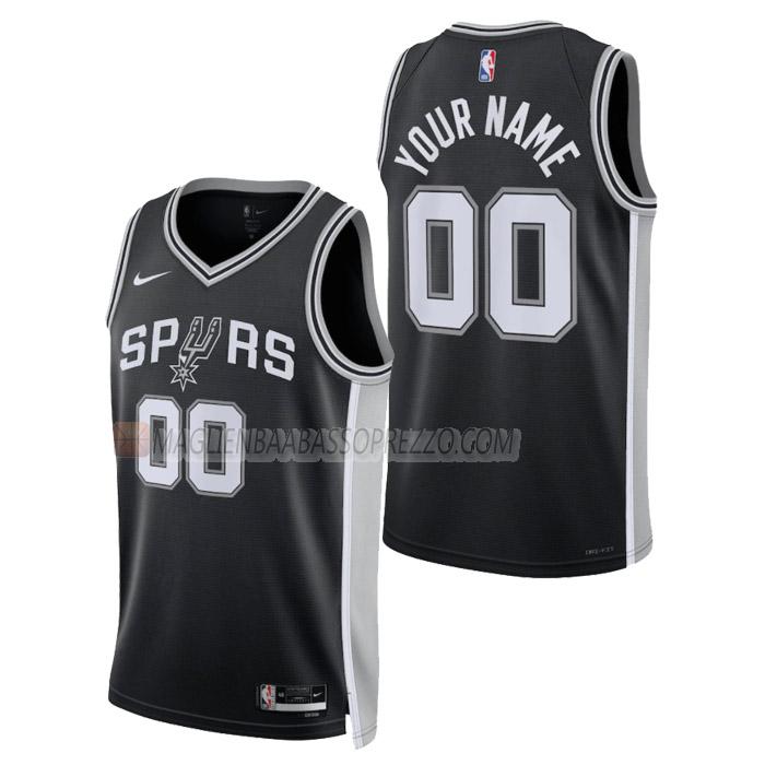 maglia custom san antonio spurs di uomo icon edition 2023 nero