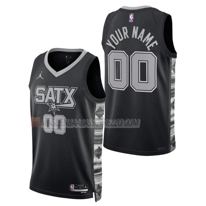 maglia custom san antonio spurs di uomo statement edition 2023 nero