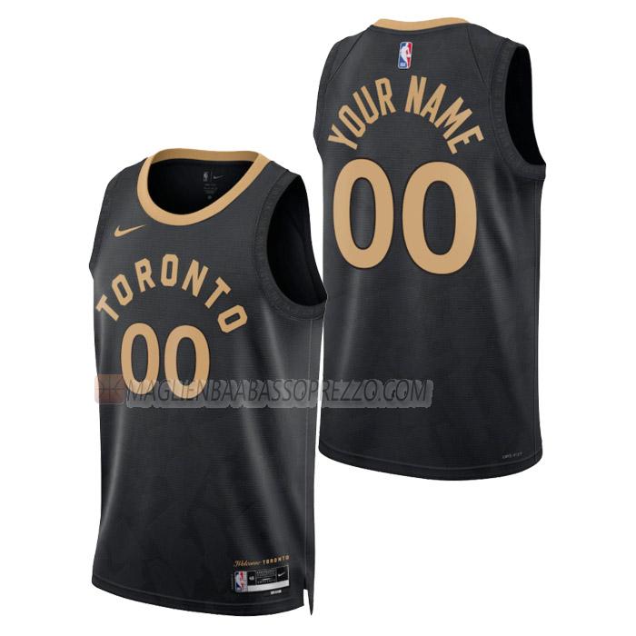 maglia custom toronto raptors di uomo city edition 2023 nero