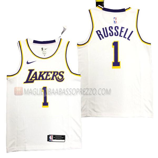 maglia d'angelo russell los angeles lakers di 1 uomo association edition 2023 bianco