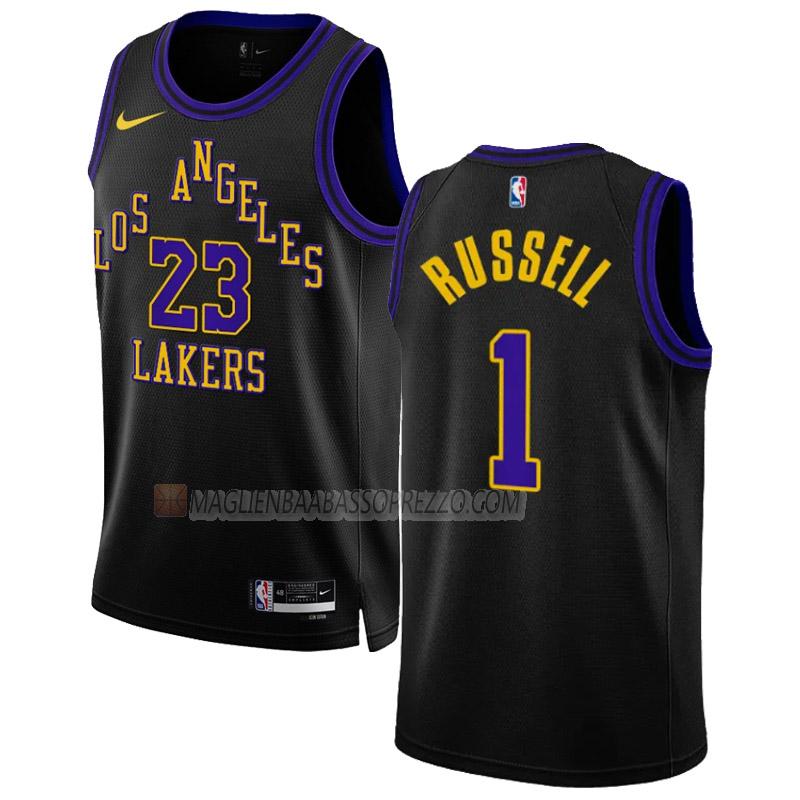 maglia d'angelo russell los angeles lakers di 1 uomo city edition 2023-24 nero