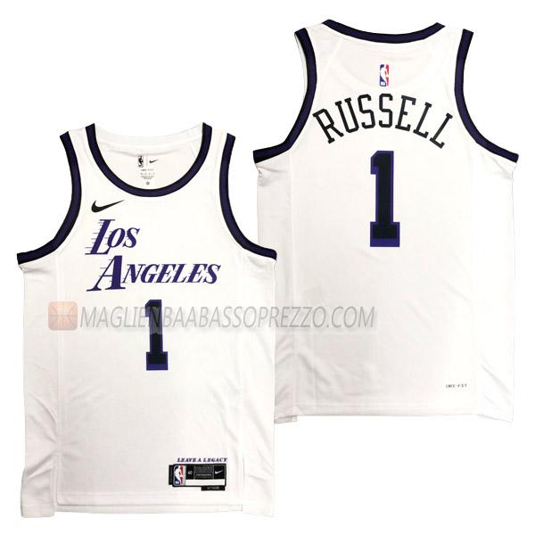 maglia d'angelo russell los angeles lakers di 1 uomo city edition 2023 bianco