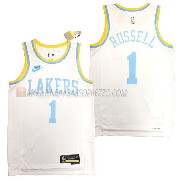 maglia d'angelo russell los angeles lakers di 1 uomo classic edition 2023 bianco