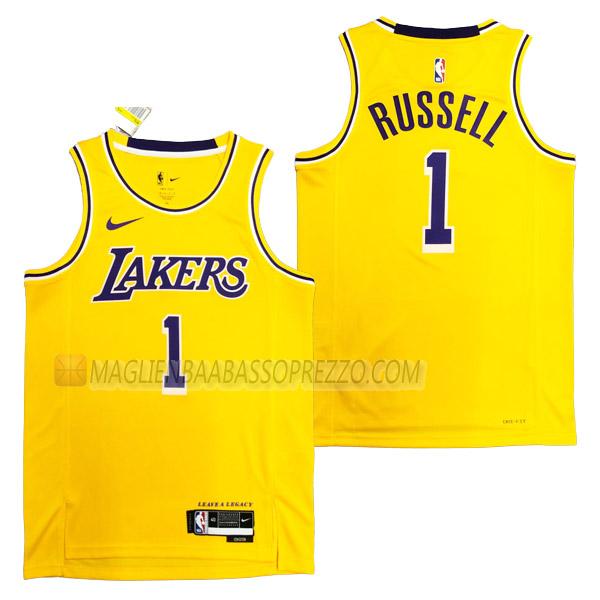 maglia d'angelo russell los angeles lakers di 1 uomo icon edition 2023 giallo