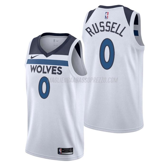 maglia d'angelo russell minnesota timberwolves di 0 uomo association edition 2023 bianco