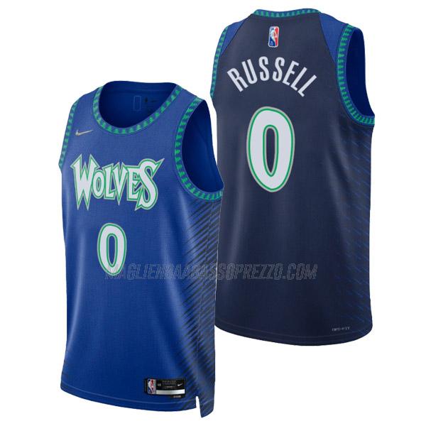 maglia d'angelo russell minnesota timberwolves di 0 uomo city edition 2022 blu