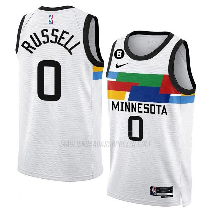 maglia d'angelo russell minnesota timberwolves di 0 uomo city edition 2023 bianco