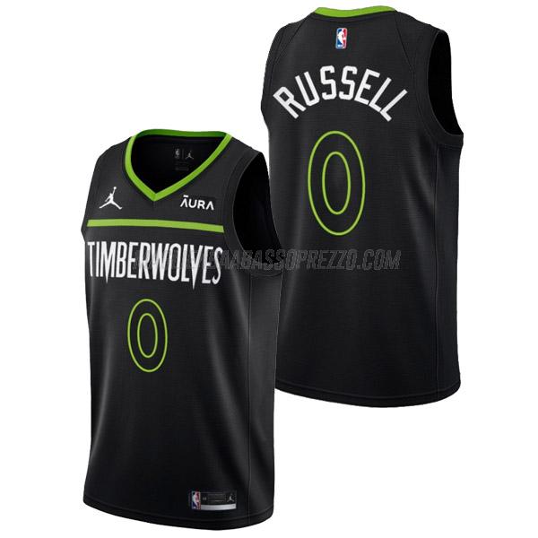 maglia d'angelo russell minnesota timberwolves di 0 uomo statement edition 2023 nero