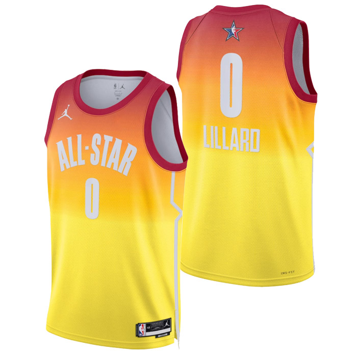 maglia damian lillard nba all-star di 0 uomo 2023 arancia