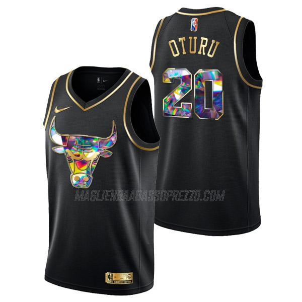 maglia daniel oturu chicago bulls di 20 uomo golden diamond edition 2022 nero