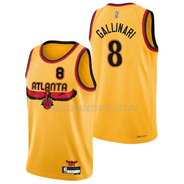 maglia danilo gallinari atlanta hawks di 8 uomo city edition 2022 giallo