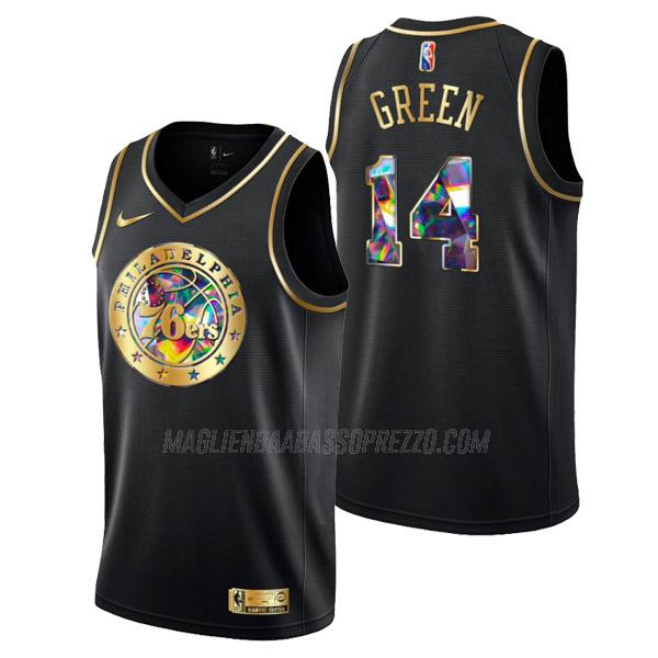 maglia danny green philadelphia 76ers di 14 uomo golden diamond edition 2022 nero