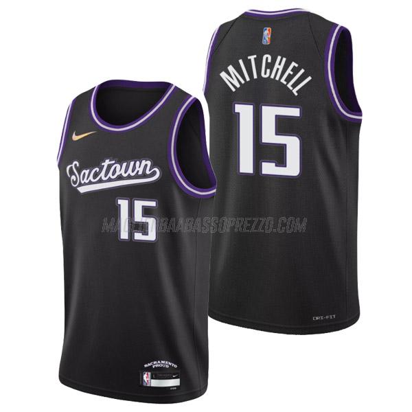 maglia davion mitchell sacramento kings di 15 uomo city edition 2022 nero