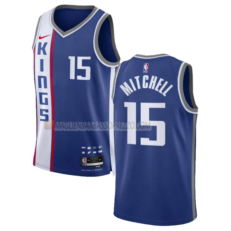 maglia davion mitchell sacramento kings di 15 uomo city edition 2023-24 blu