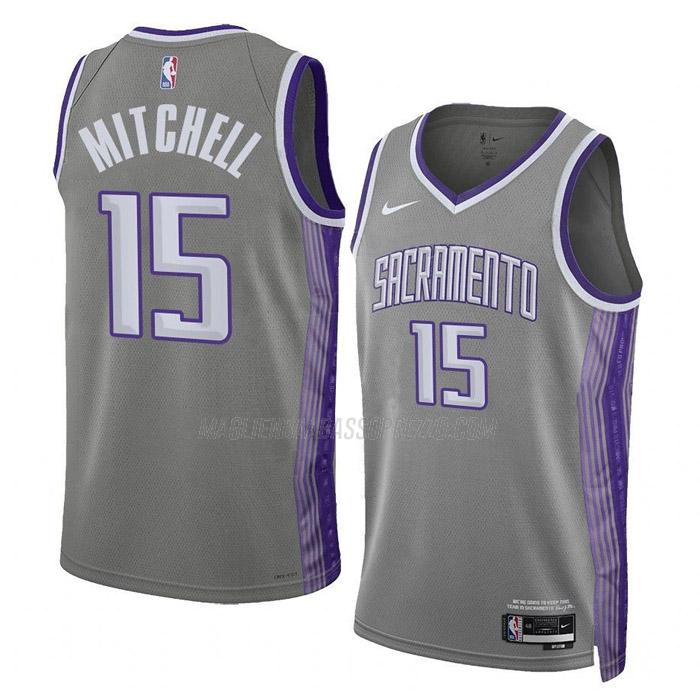 maglia davion mitchell sacramento kings di 15 uomo city edition 2023 grigio