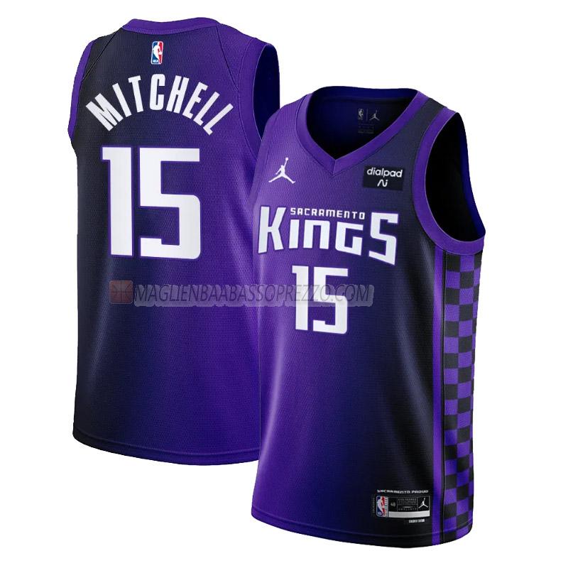 maglia davion mitchell sacramento kings di 15 uomo statement edition 2023-24 viola