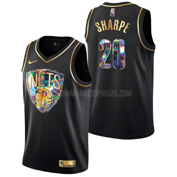 maglia dayron sharpe brooklyn nets di 20 uomo golden diamond edition 2022 nero