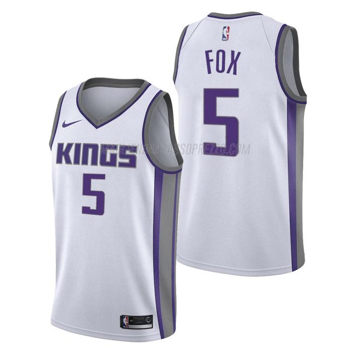 maglia de'aaron fox sacramento kings di 5 uomo association edition 2023 bianco