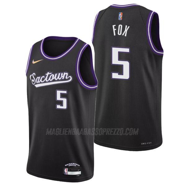 maglia de'aaron fox sacramento kings di 5 uomo city edition 2022 nero