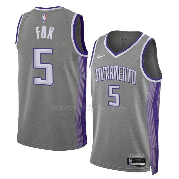 maglia de'aaron fox sacramento kings di 5 uomo city edition 2023 grigio