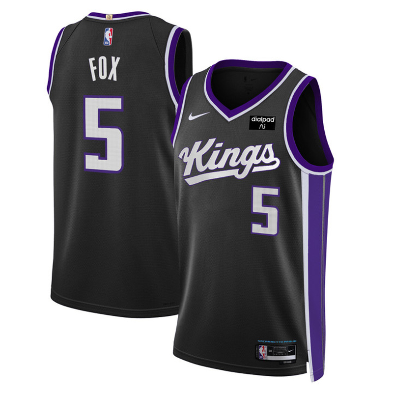 maglia de'aaron fox sacramento kings di 5 uomo icon edition 2023-24 nero