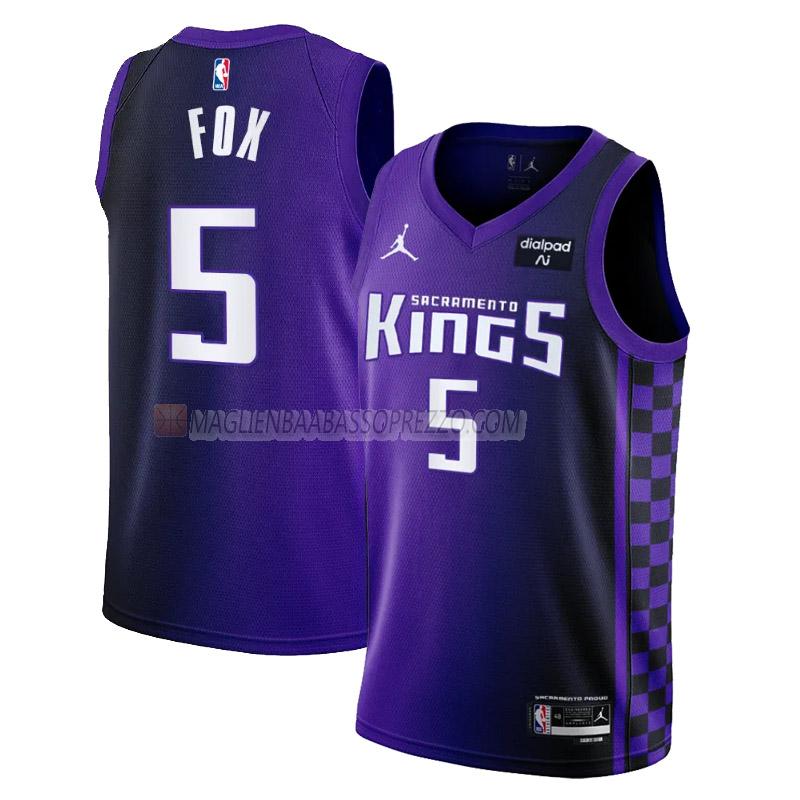 maglia de'aaron fox sacramento kings di 5 uomo statement edition 2023-24 viola