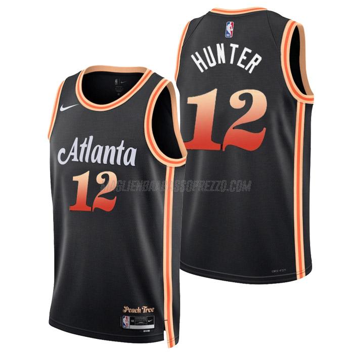 maglia de'andre hunter atlanta hawks di 12 uomo city edition 2023 nero