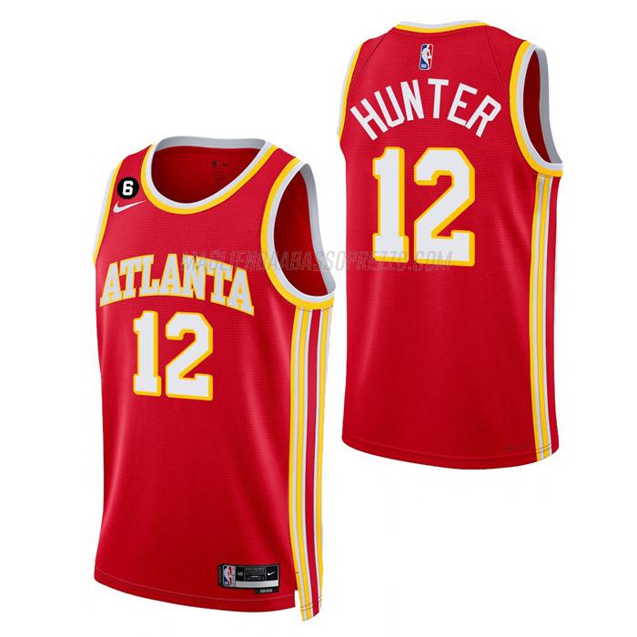 maglia de'andre hunter atlanta hawks di 12 uomo icon edition 2023 rosso