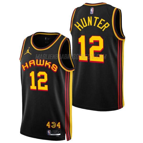 maglia de'andre hunter atlanta hawks di 12 uomo statement edition 2023 nero