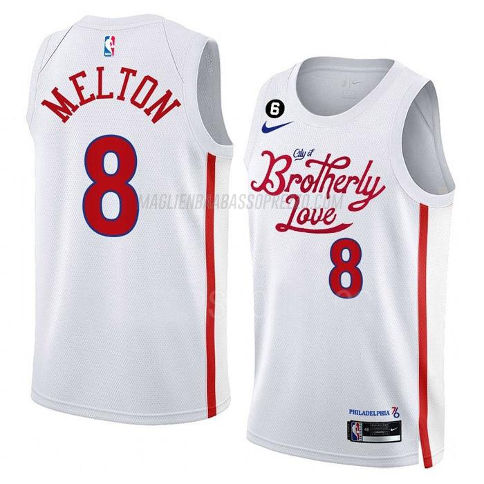 maglia de'anthony melton philadelphia 76ers di 8 uomo city edition 2023 bianco