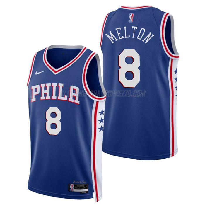 maglia de'anthony melton philadelphia 76ers di 8 uomo icon edition 2023 blu