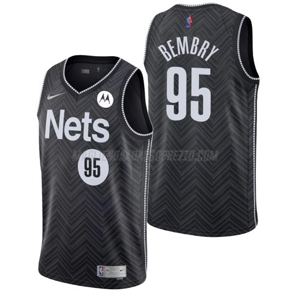 maglia deandre' bembry brooklyn nets di 95 uomo earned edition 2022 nero