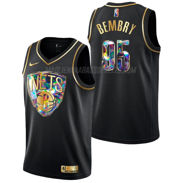 maglia deandre' bembry brooklyn nets di 95 uomo golden diamond edition 2022 nero