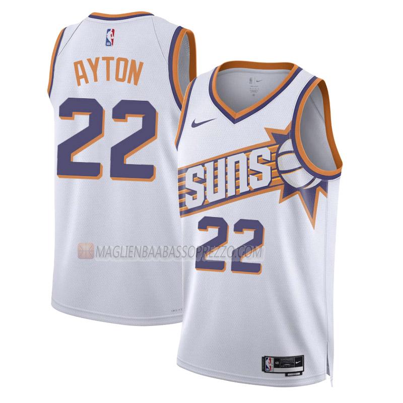 maglia deandre ayton phoenix suns di 22 uomo association edition 2023-24 bianco