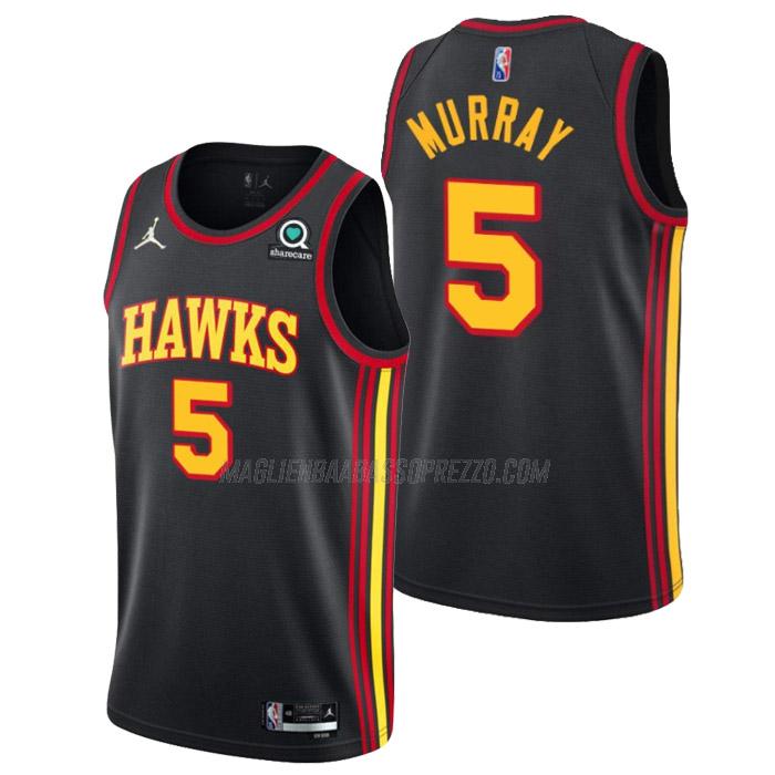 maglia dejounte murray atlanta hawks di 5 uomo statement edition 2023 nero