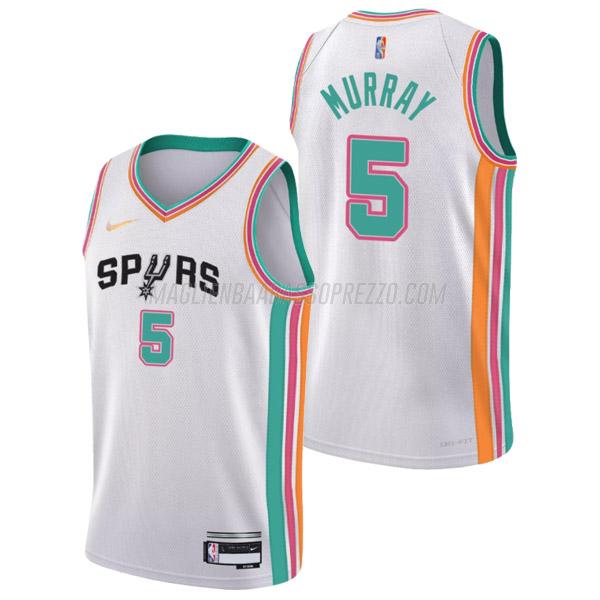 maglia dejounte murray san antonio spurs di 5 uomo city edition 2022 bianco