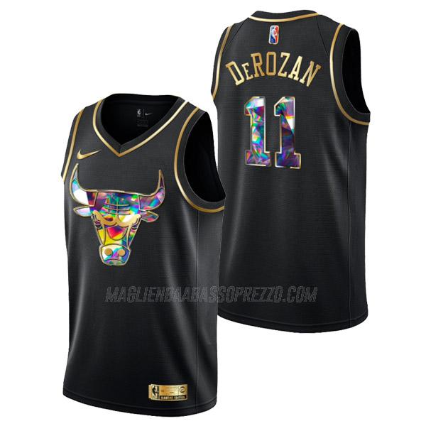 maglia demar derozan chicago bulls di 11 uomo golden diamond edition 2022 nero