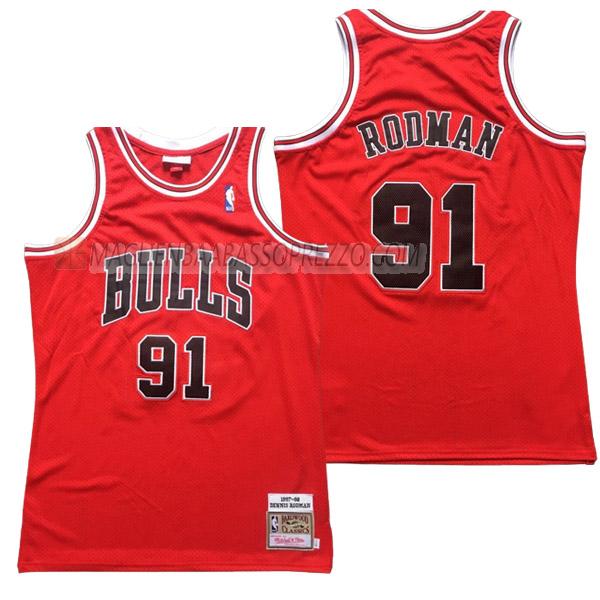 maglia dennis rodman chicago bulls di 91 uomo 23210a42 rosso