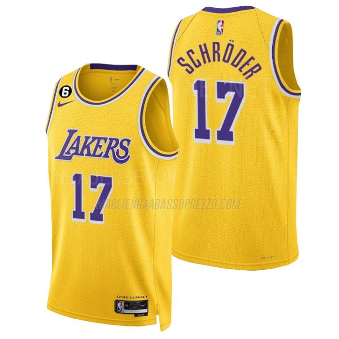 maglia dennis schroder los angeles lakers di 17 uomo icon edition 2023 giallo