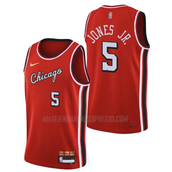 maglia derrick jones jr chicago bulls di 5 uomo city edition 2022 rosso