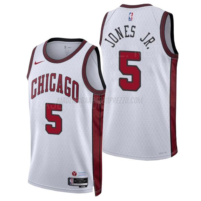 maglia derrick jones jr chicago bulls di 5 uomo city edition 2023 bianco