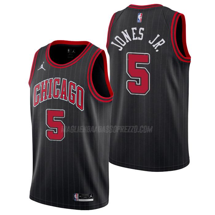 maglia derrick jones jr chicago bulls di 5 uomo statement edition 2023 nero