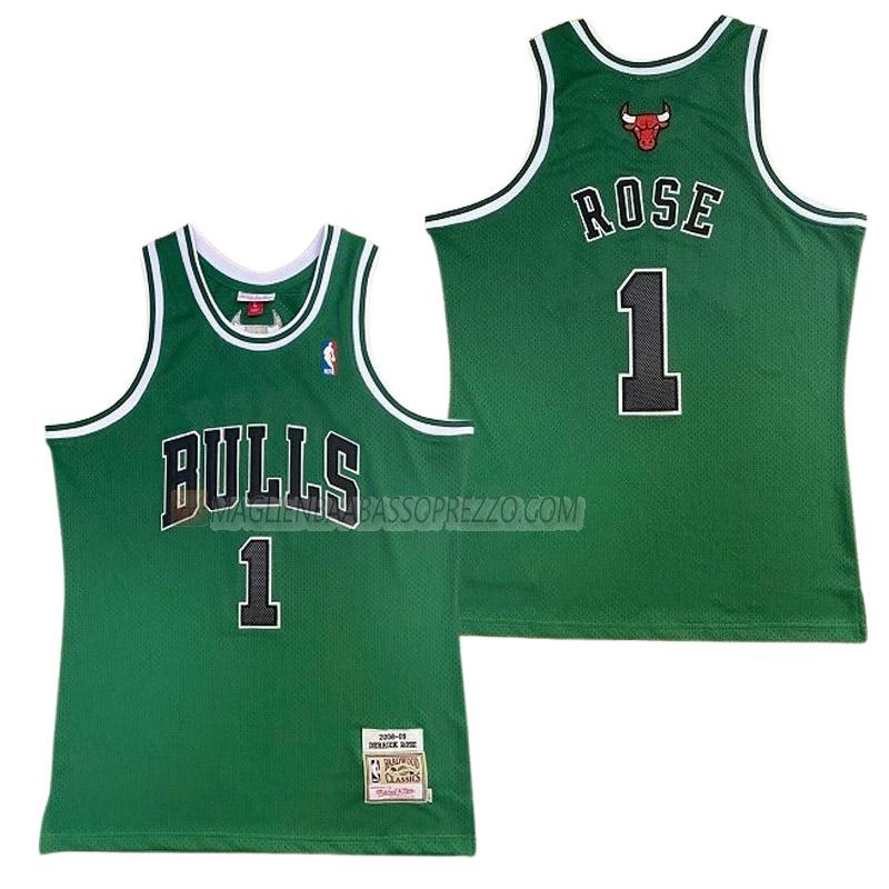 maglia derrick rose chicago bulls di 1 uomo retro verde