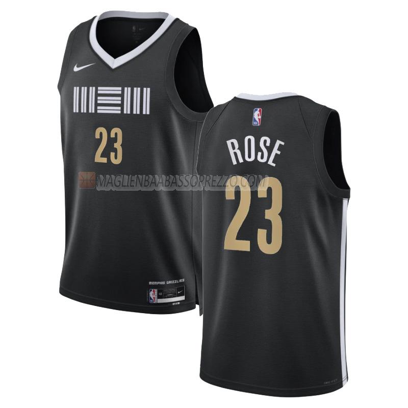 maglia derrick rose memphis grizzlies di 23 uomo city edition 2023-24 nero