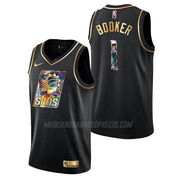 maglia devin booker phoenix suns di 1 uomo golden diamond edition 2022 nero