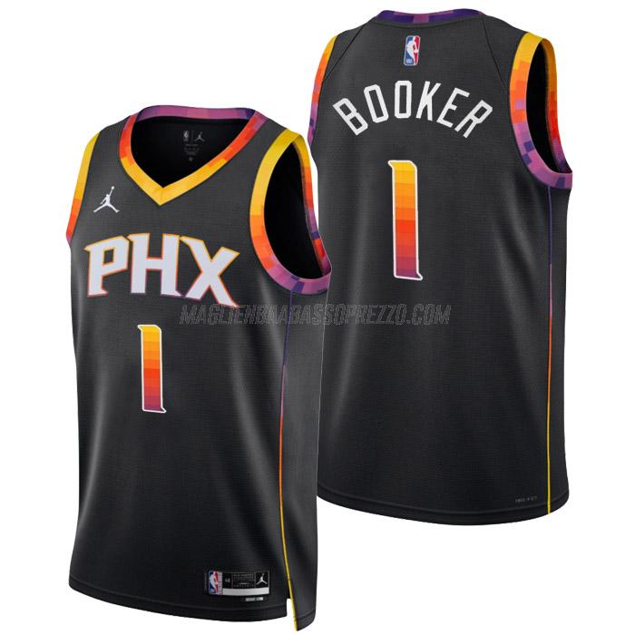 maglia devin booker phoenix suns di 1 uomo statement edition 2023 nero