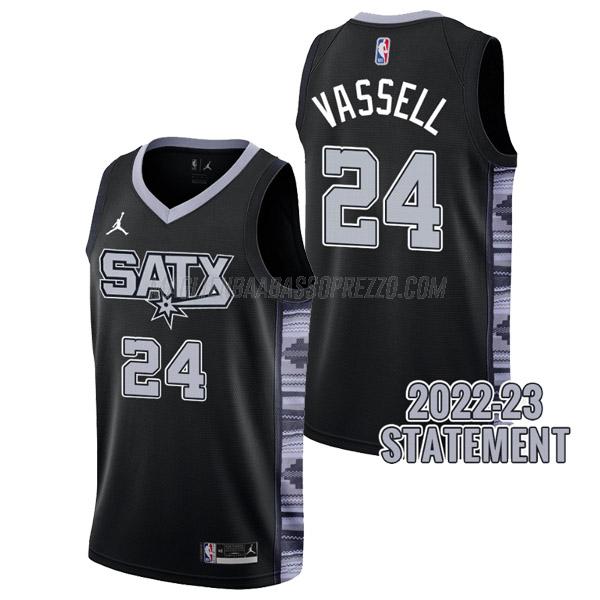 maglia devin vassell san antonio spurs di 24 uomo statement edition 2023 nero