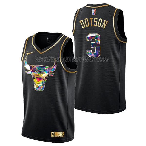 maglia devon dotson chicago bulls di 3 uomo golden diamond edition 2022 nero